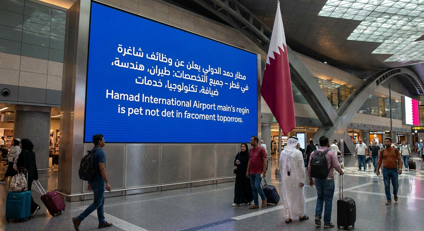 اريد صورة معبرة عن مطار حمد الدولي يعلن عن وظائف شاغرة في قطر بمختلف التخصصات